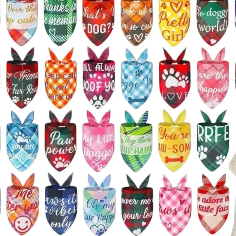 Plaid Dog Bandanas Set of 3: bandana printed