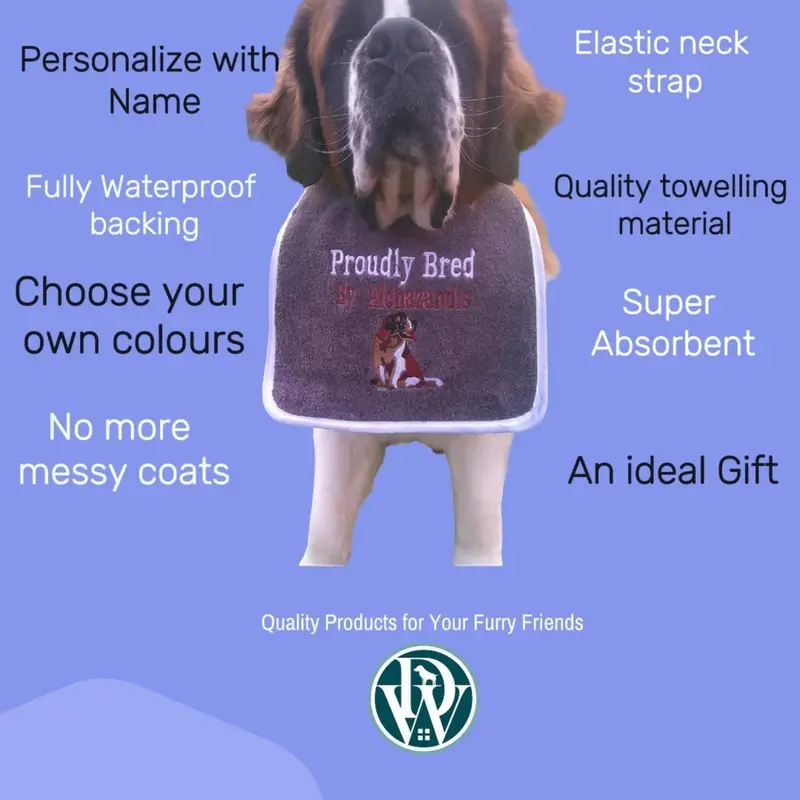 Premium Personalised Saint Bernard Dog Bib: st bernard proudly