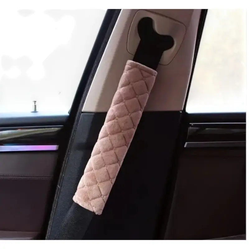 Scotland Embroidered Strap Covers (Pair): beige patterned seatbelt covers