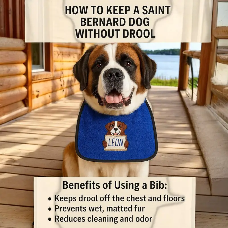 Personalised Saint Bernard Dog Bib: saint bernard with sign