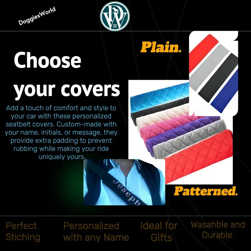 Personalised Seatbelt Covers: seatbelts name