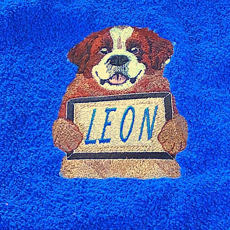 Personalised Saint Bernard Dog Bib: st bernard with sign