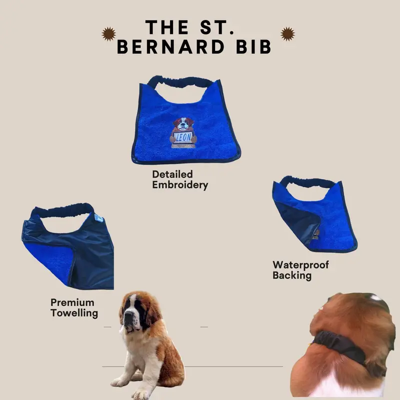 Personalised Saint Bernard Dog Bib: st bernard with sign