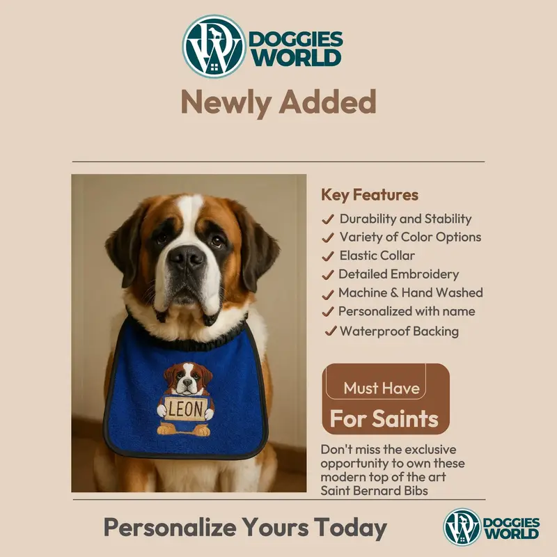 Personalised Saint Bernard Dog Bib: st bernard with sign