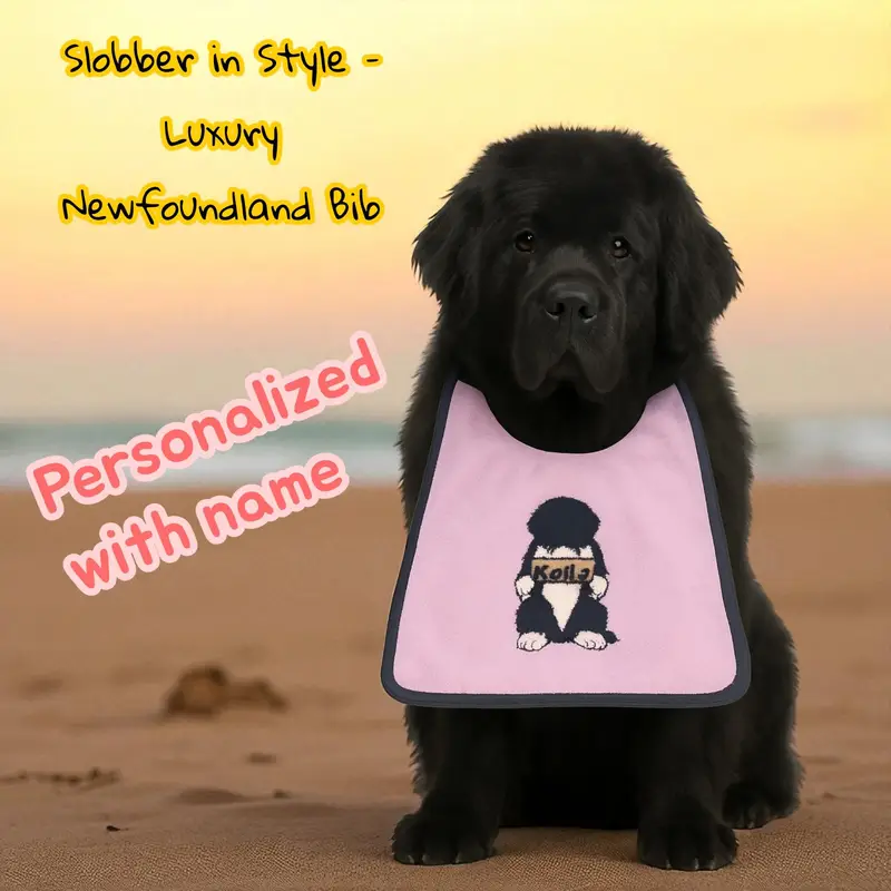 Exclusive Personalised Dog Bib: newfy with sign