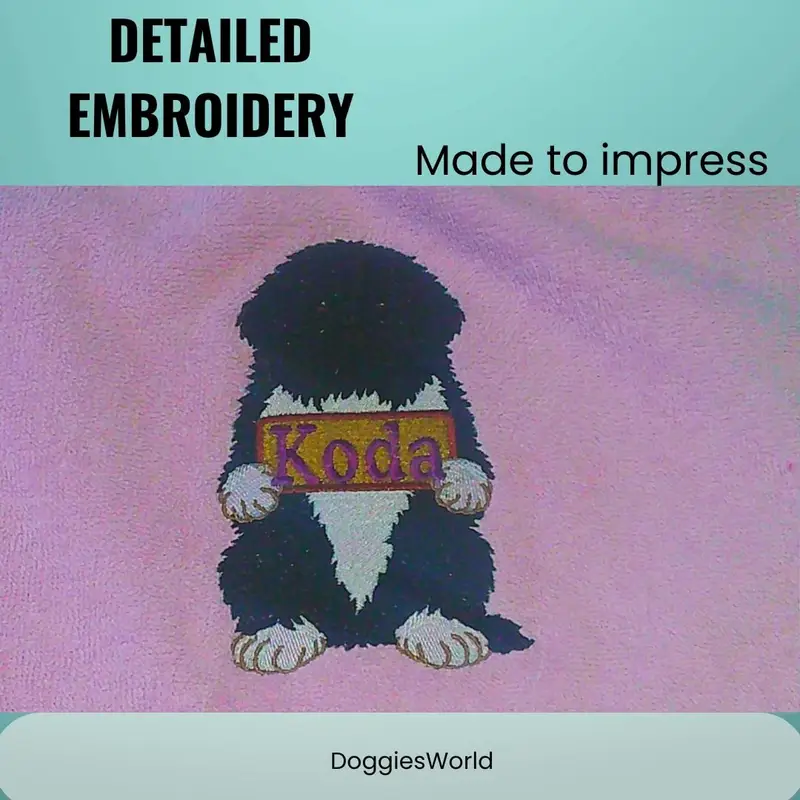Exclusive Personalised Dog Bib: newfy with sign