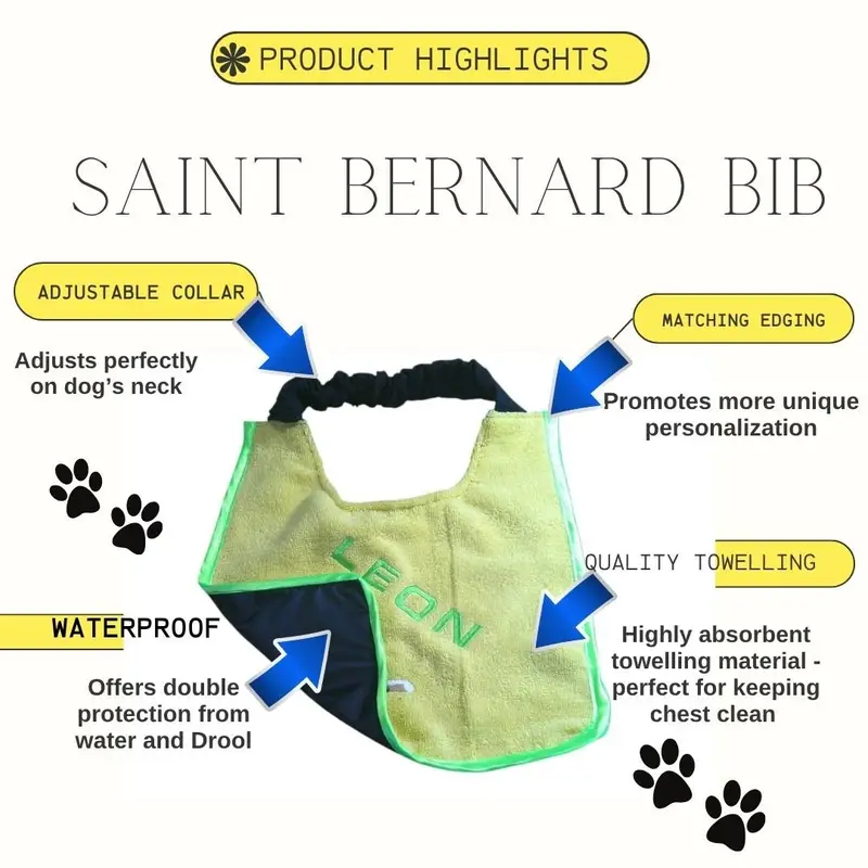 Personalised Saint Bernard Dog Bib: sb sit