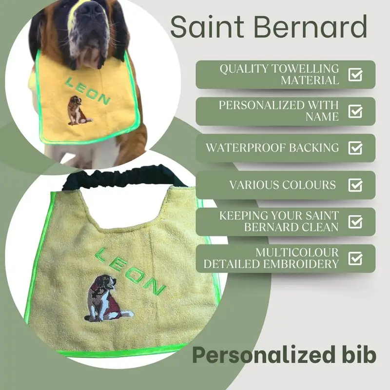 Personalised Saint Bernard Dog Bib: sb sit