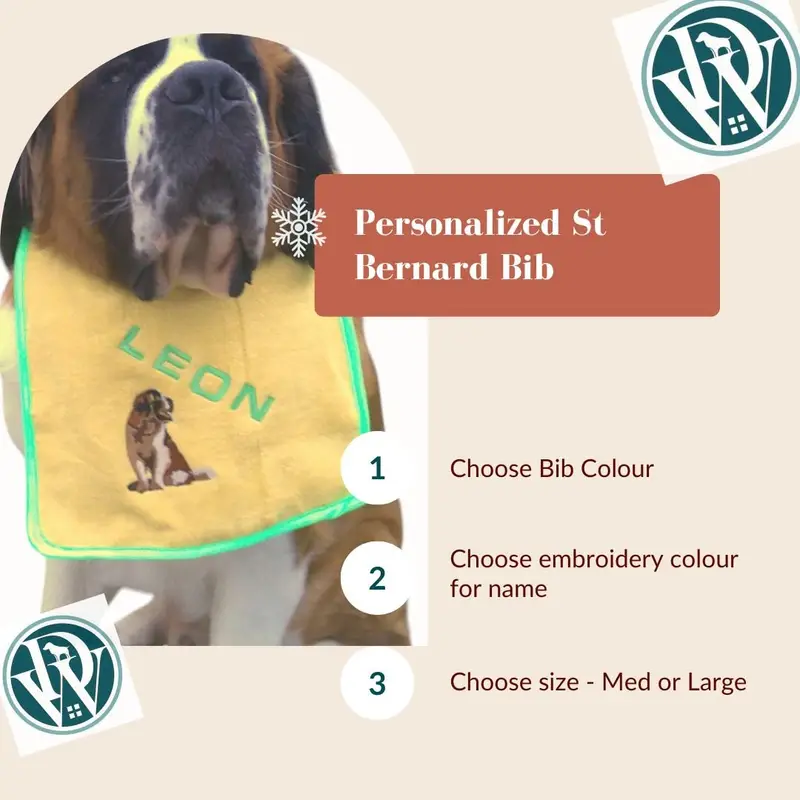 Personalised Saint Bernard Dog Bib: sb sit