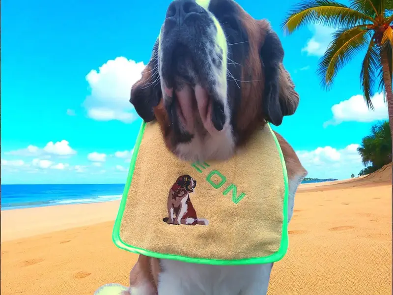 Personalised Saint Bernard Dog Bib: sb sit