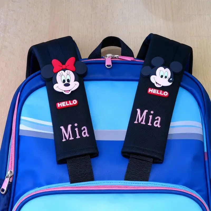 Personalised stylish Kids seatbelt/schoolbag padded covers: disney sb
