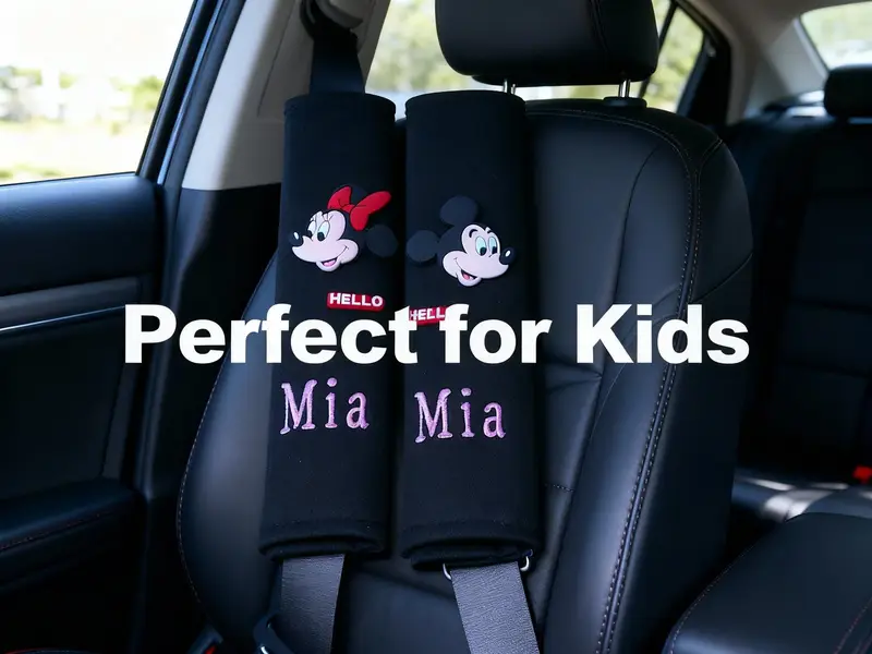 Personalised stylish Kids seatbelt/schoolbag padded covers: disney seatbelts