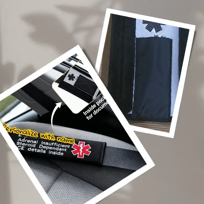 Medical Alert Seatbelt Covers with Inside Pocket: medical seatbelts