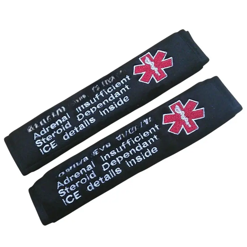 Medical Alert Seatbelt Covers with Inside Pocket: medical seatbelts