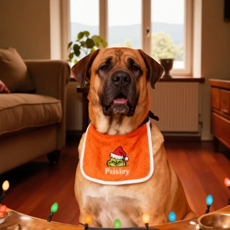 Personalised Christmas Dog Bib: grinch