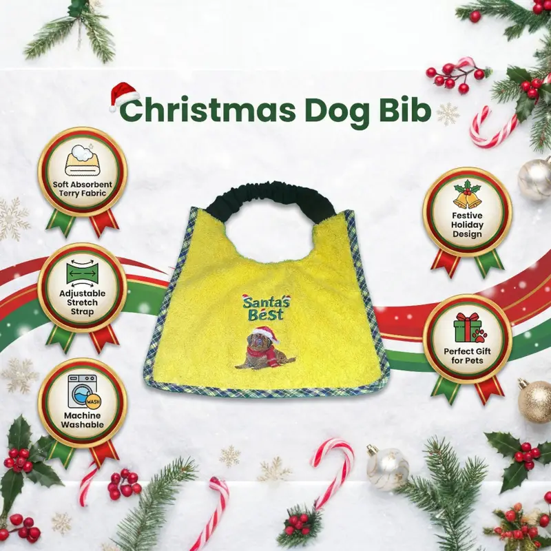 Santa’s Best Embroidered Dog Bib: santas best