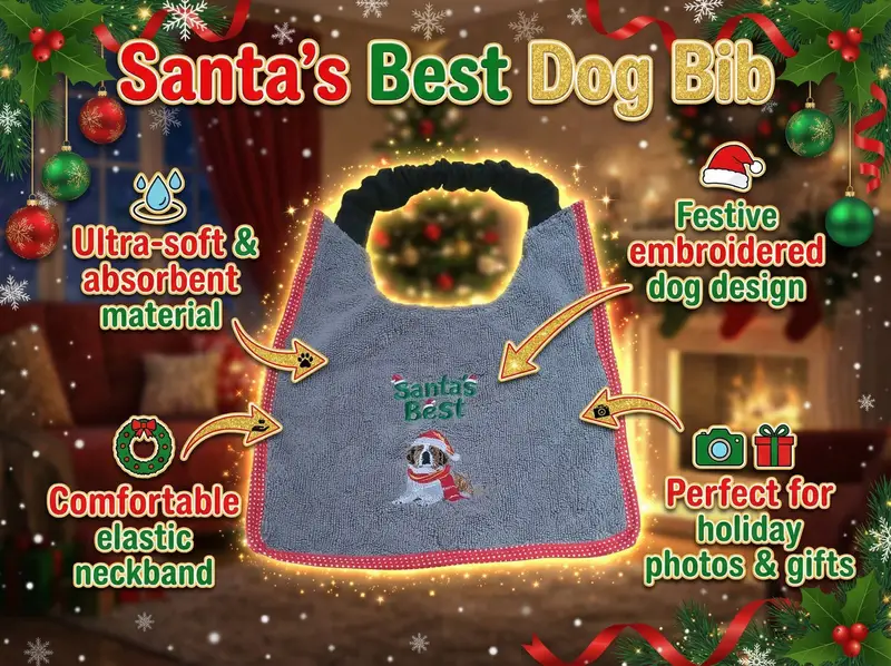 Santa’s Best Embroidered Dog Bib: santas best