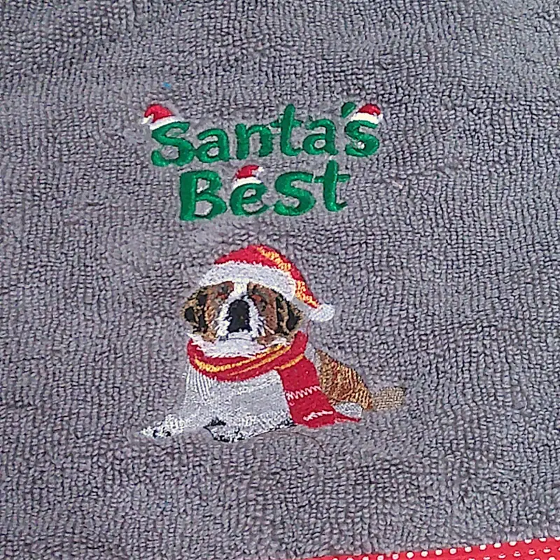 Santa’s Best Embroidered Dog Bib: santas best
