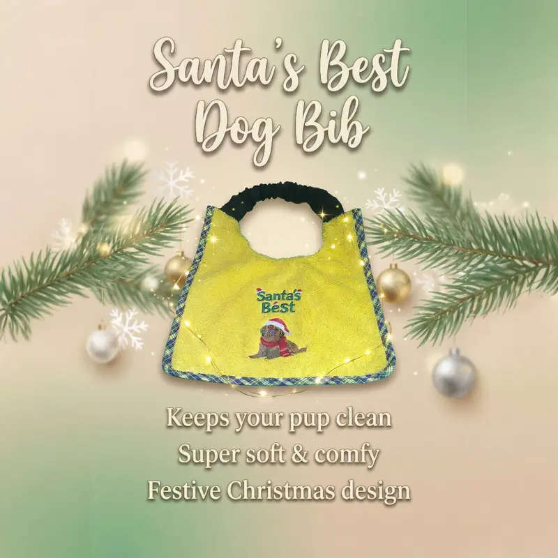Santa’s Best Embroidered Dog Bib: santas best