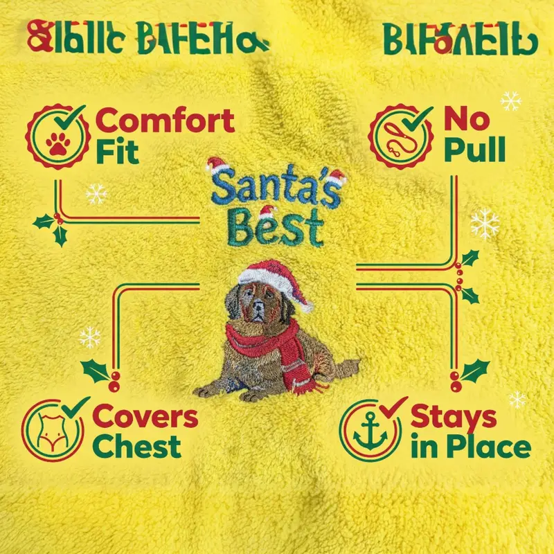 Santa’s Best Embroidered Dog Bib: santas best