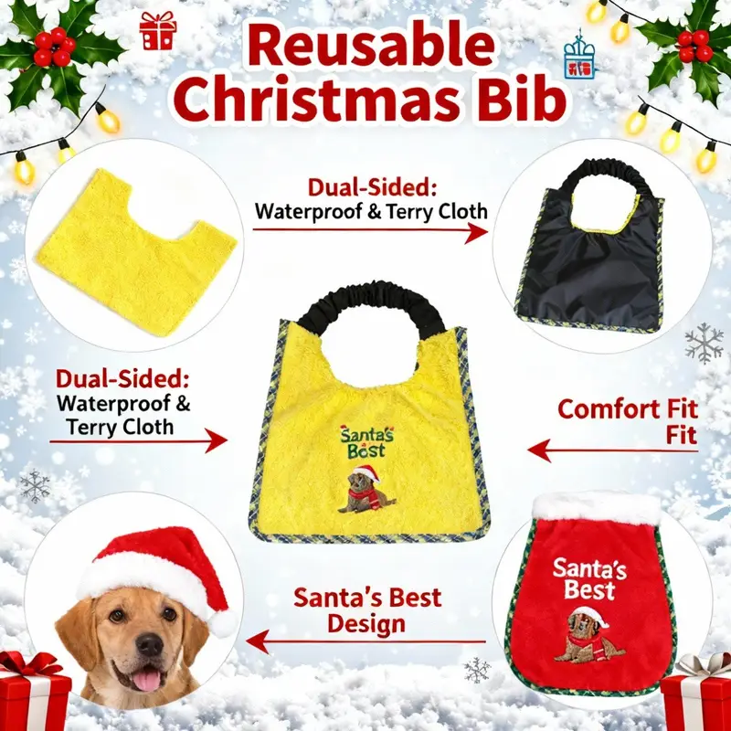 Santa’s Best Embroidered Dog Bib: santas best