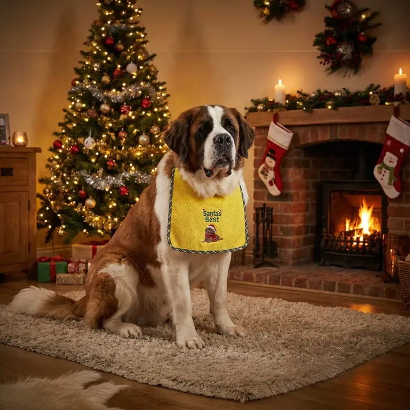 Santa’s Best Embroidered Dog Bib: santas best