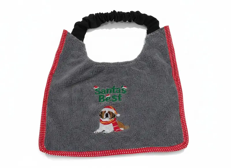 Santa’s Best Embroidered Dog Bib: santas best