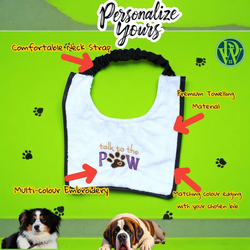 Personalised Dog Bib: talk to the paw