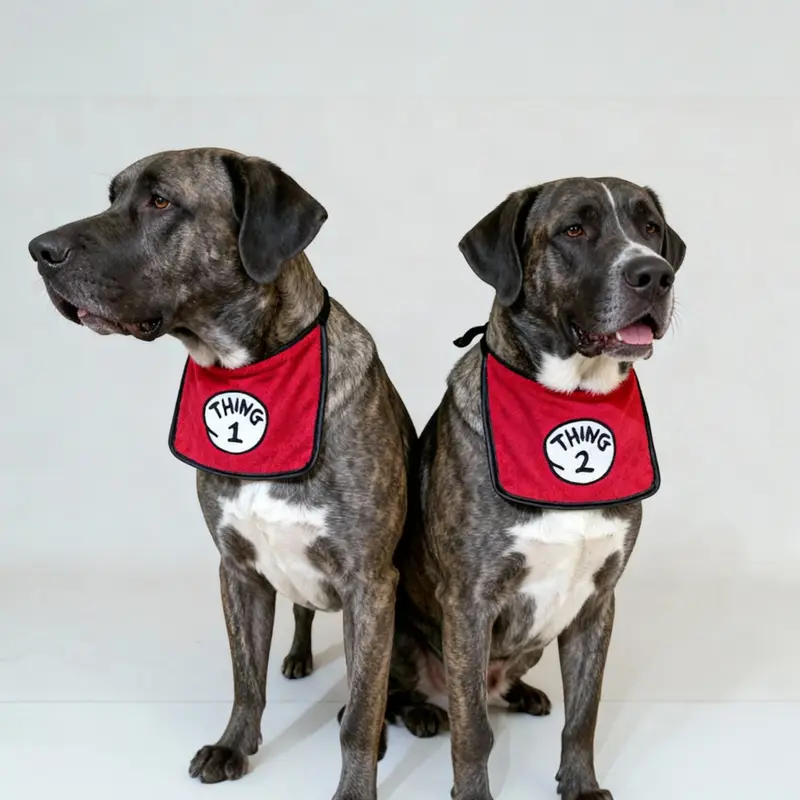 Comic-Style Embroidered Dog Bibs: thing bib