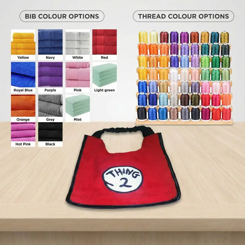 Comic-Style Embroidered Dog Bibs: thing bib