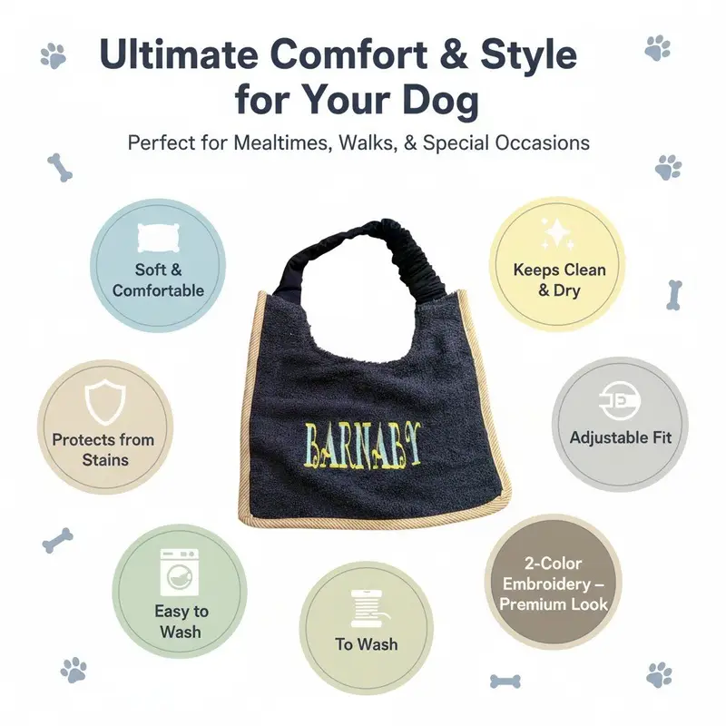 Two Colour Embroidered Dog Bib: curly name