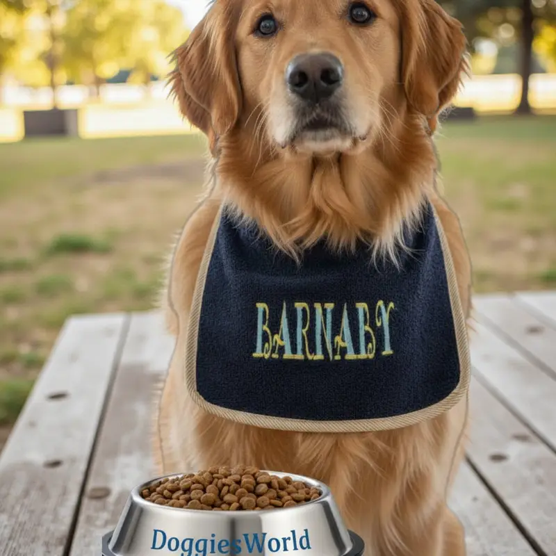 Two Colour Embroidered Dog Bib: curly name