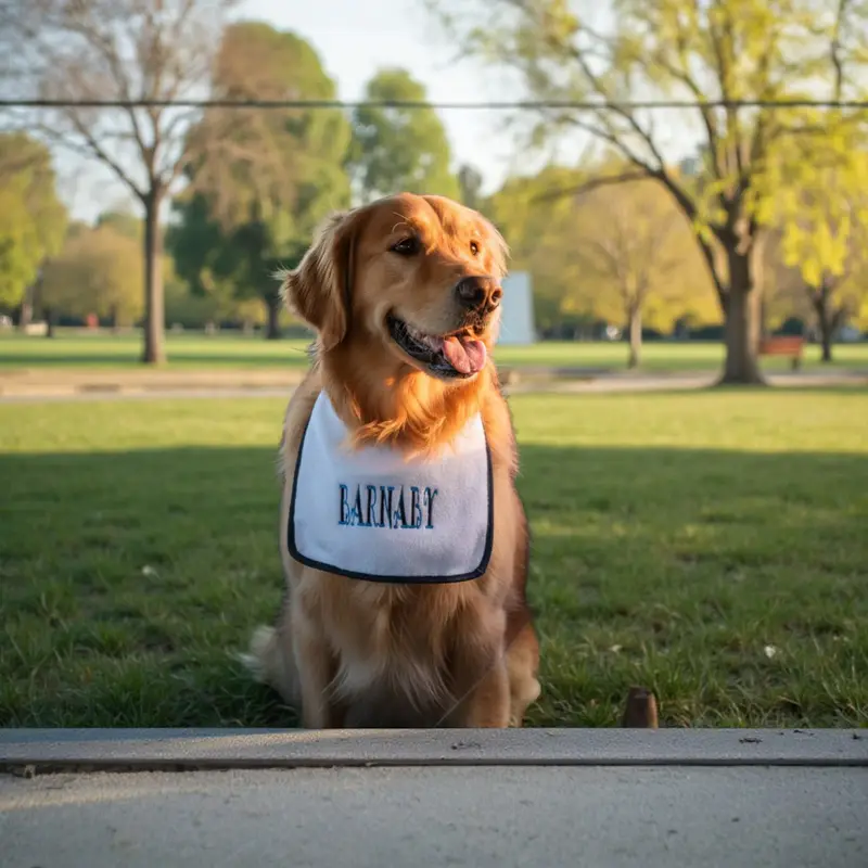 Two Colour Embroidered Dog Bib: curly name