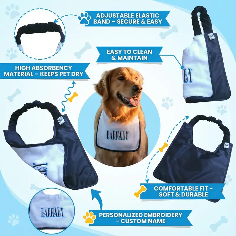 Two Colour Embroidered Dog Bib: curly name