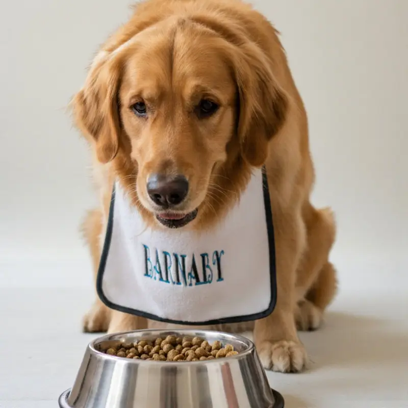 Two Colour Embroidered Dog Bib: curly name