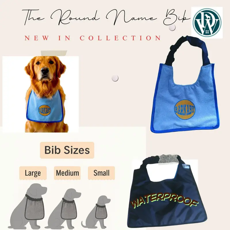 Custom Name Dog Feeding Bib: round name