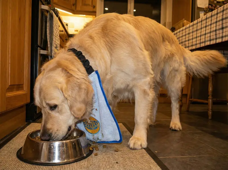 Custom Name Dog Feeding Bib: rounded name