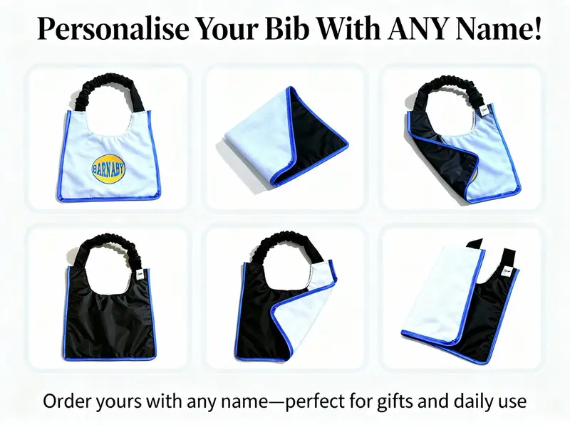 Custom Name Dog Feeding Bib: rounded name