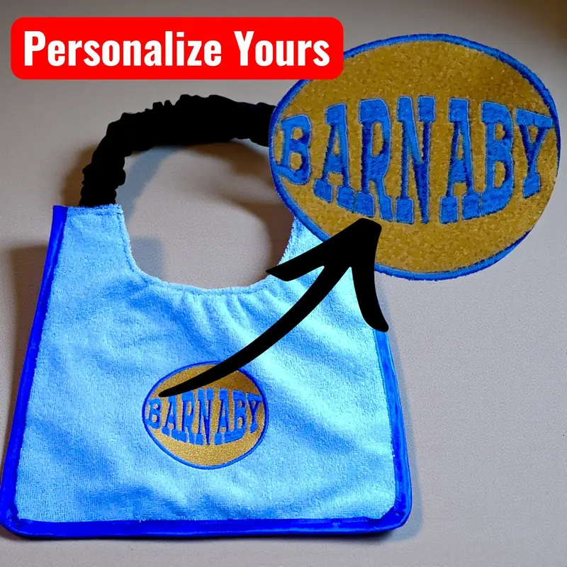 Custom Name Dog Feeding Bib: rounded name2