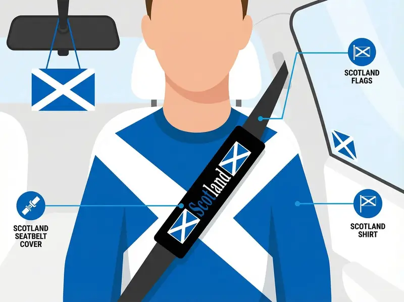 Scotland Embroidered Strap Covers (Pair): scottish seatbelt