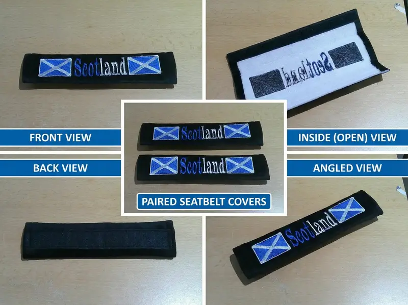 Scotland Embroidered Strap Covers (Pair): scottish seatbelt4