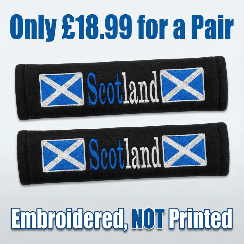 Scotland Embroidered Strap Covers (Pair): scottish seatbelt7