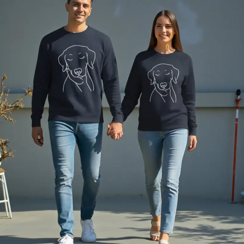 Custom Dog Face Line Art Sweatshirt: dog face in palm