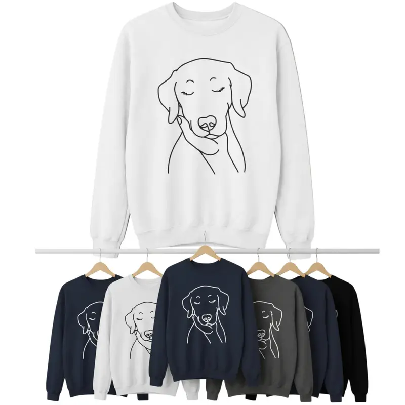 Custom Dog Face Line Art Sweatshirt: dog face in palm