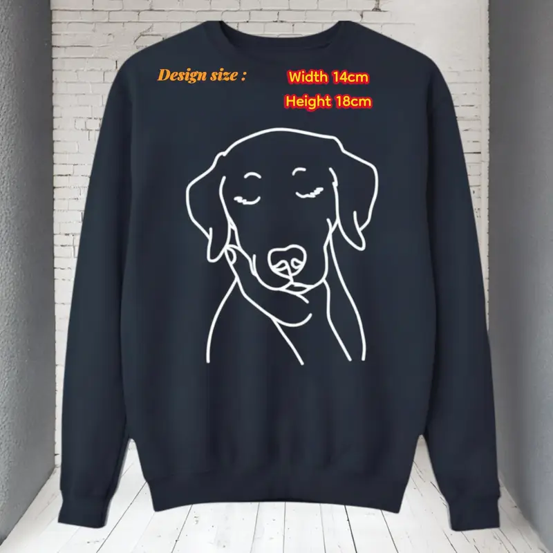 Custom Dog Face Line Art Sweatshirt: dog face in palm