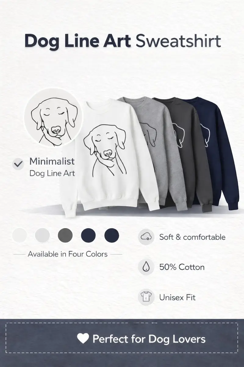 Custom Dog Face Line Art Sweatshirt: dog face in palm