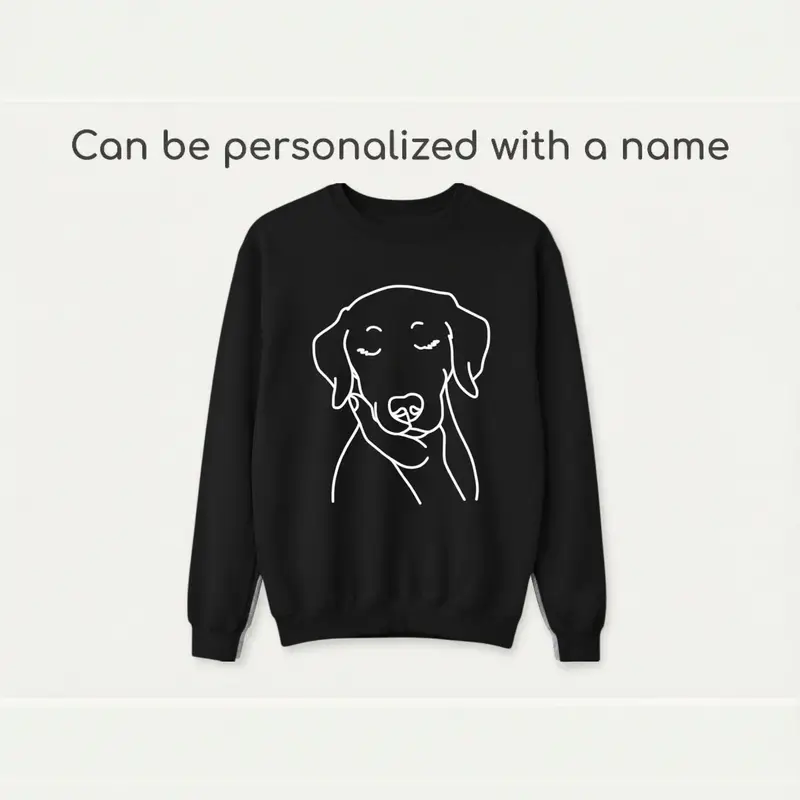 Custom Dog Face Line Art Sweatshirt: dog face in palm black