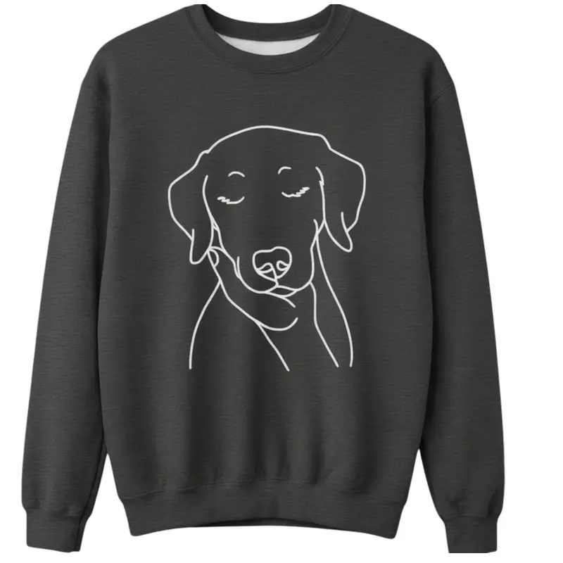 Custom Dog Face Line Art Sweatshirt: dog face in palm dark grey