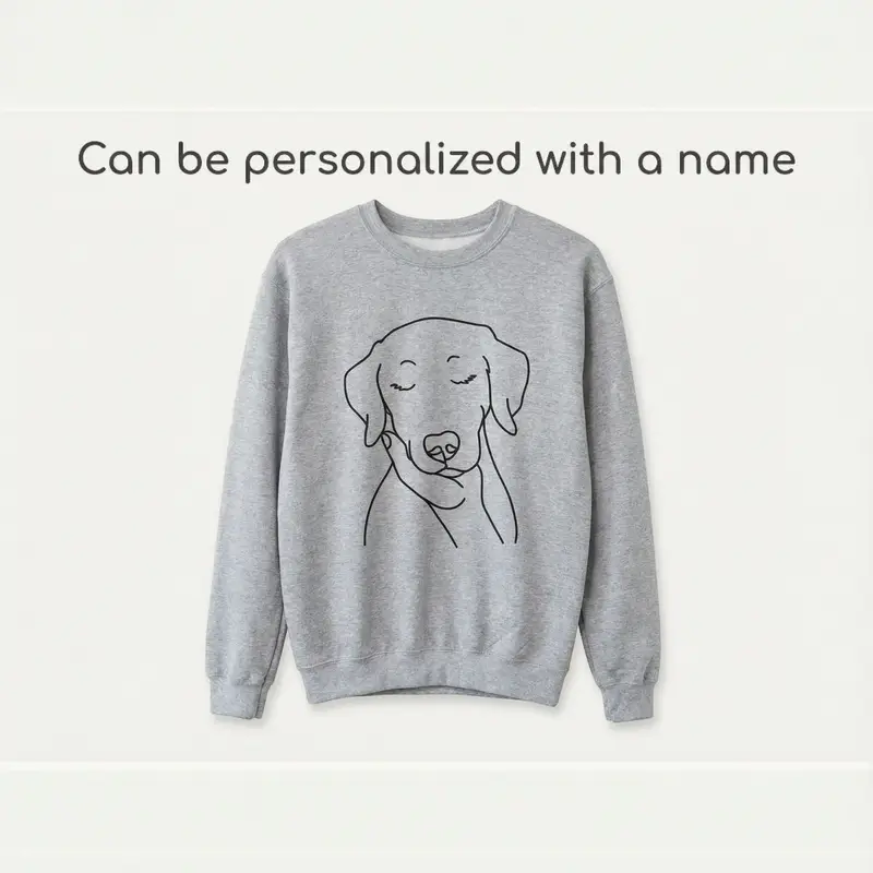 Custom Dog Face Line Art Sweatshirt: dog face in palm grey