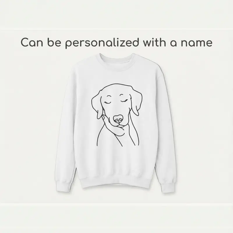 Custom Dog Face Line Art Sweatshirt: dog face in palm white